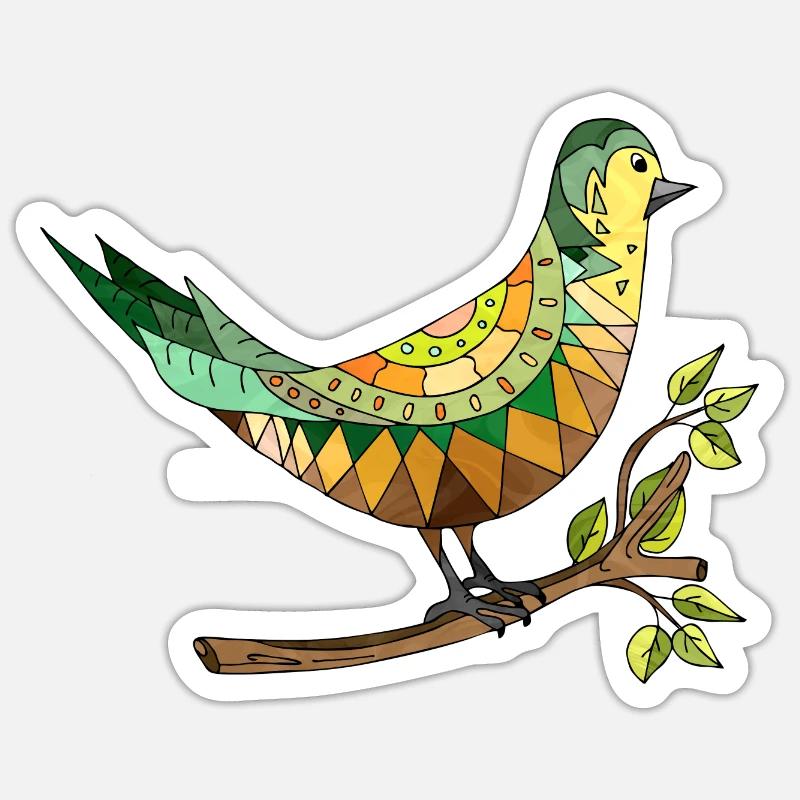 Bunter Vogel - Sticker Größe S (10 x 10 cm) - Mattweiß