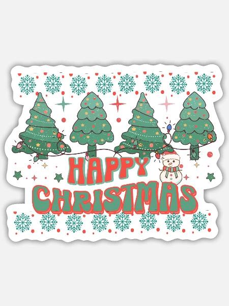 Fröhliche Weihnachten Schneemann in der Natur - Sticker Größe S (10 x 10 cm) - Mattweiß