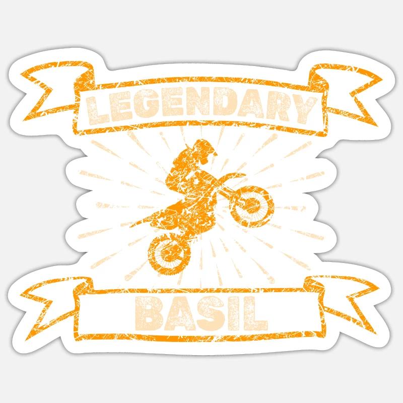 Basil als Motorrad - Sticker Größe S (10 x 10 cm) - Mattweiß