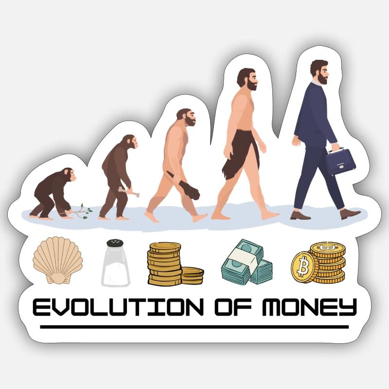 Evolution of Money - Sticker size S (10 x 10 cm) - white matte