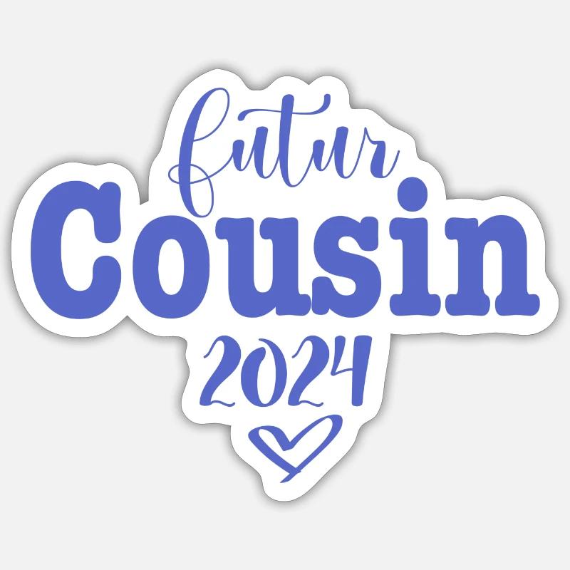futur cousin 2024 - Sticker taille S (10 x 10 cm) - blanc mat