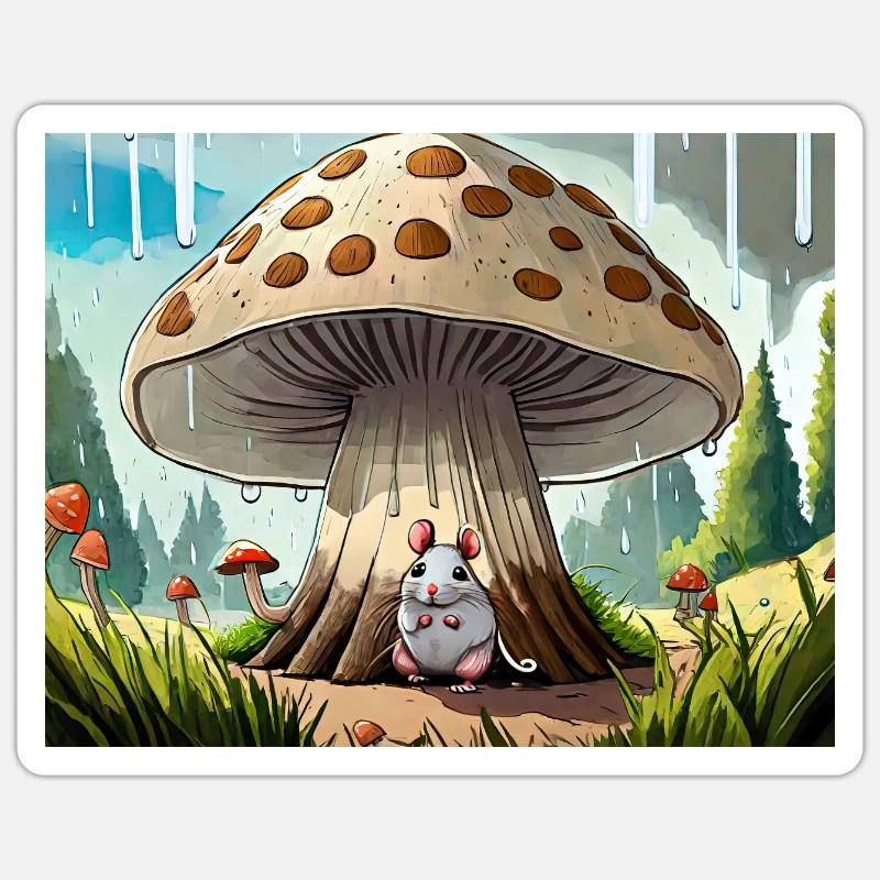 Comptines allemandes illustrées Il pleut - Sticker taille S (10 x 10 cm) - blanc mat