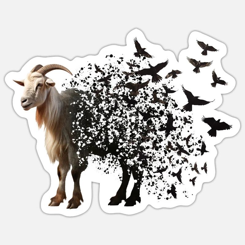 Ziege - Sticker Größe S (10 x 10 cm) - Mattweiß
