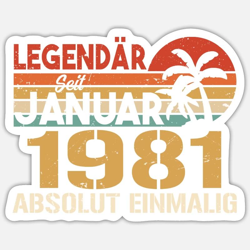 Geburtstagsgeschenk geboren im Januar 1981 - Sticker Größe S (10 x 10 cm) - Mattweiß