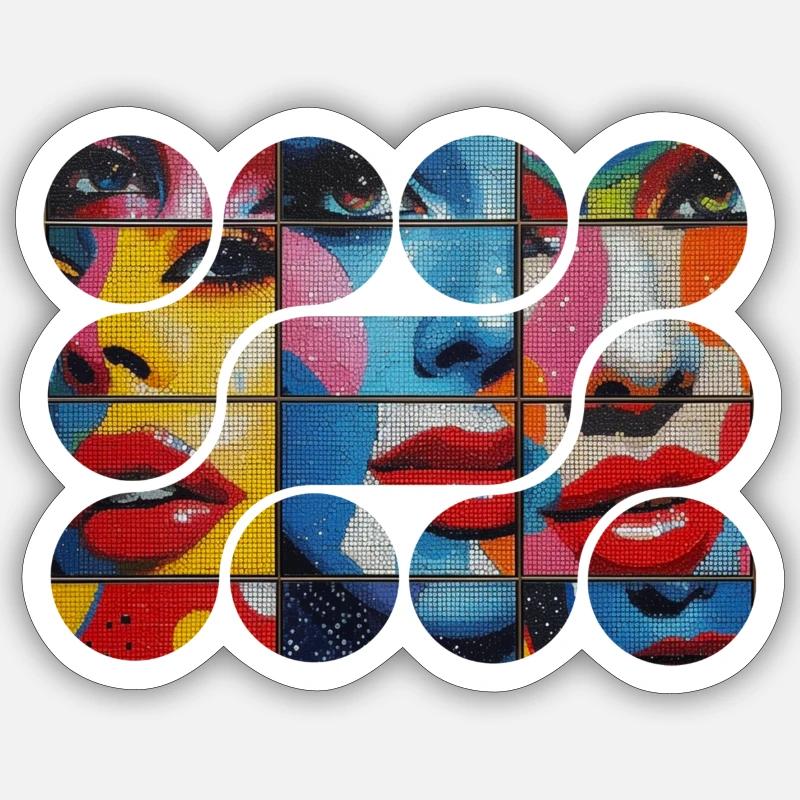 FACES - Sticker size S (10 x 10 cm) - white matte