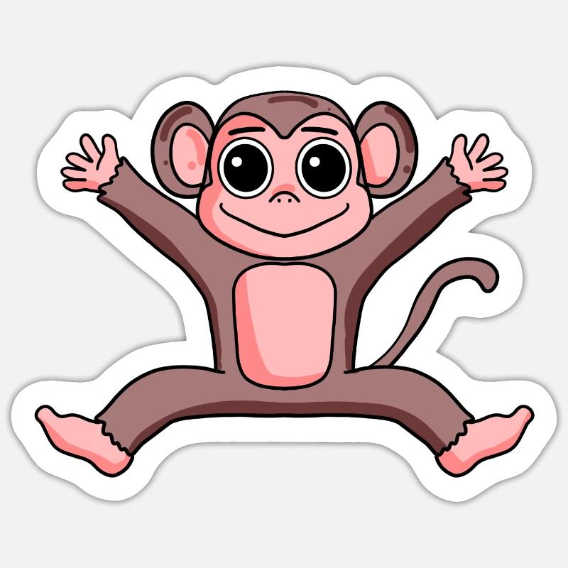 Affe - Sticker Größe S (10 x 10 cm) - Mattweiß