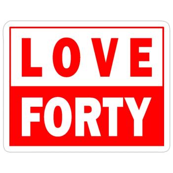 Love Forty Tennis Birthday Design 40 Shirt - Sticker Größe S (10 x 10 cm) - Mattweiß - Vorne
