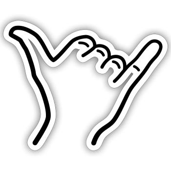 Shaka Hand Symbol Umriss surfen Hawaii Gruß - Sticker Größe S (10 x 10 cm) - Mattweiß - Vorne