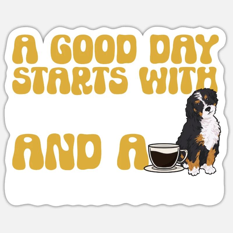 Chien Bernedoodle - Sticker taille S (10 x 10 cm) - blanc mat