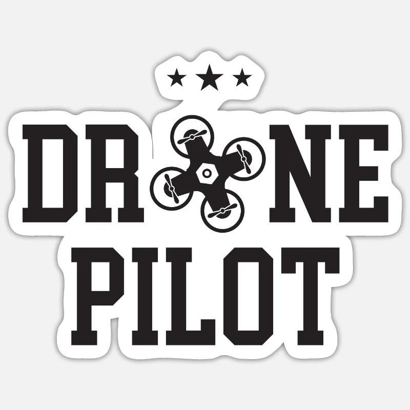 Pilote de drone - Sticker taille S (10 x 10 cm) - blanc mat
