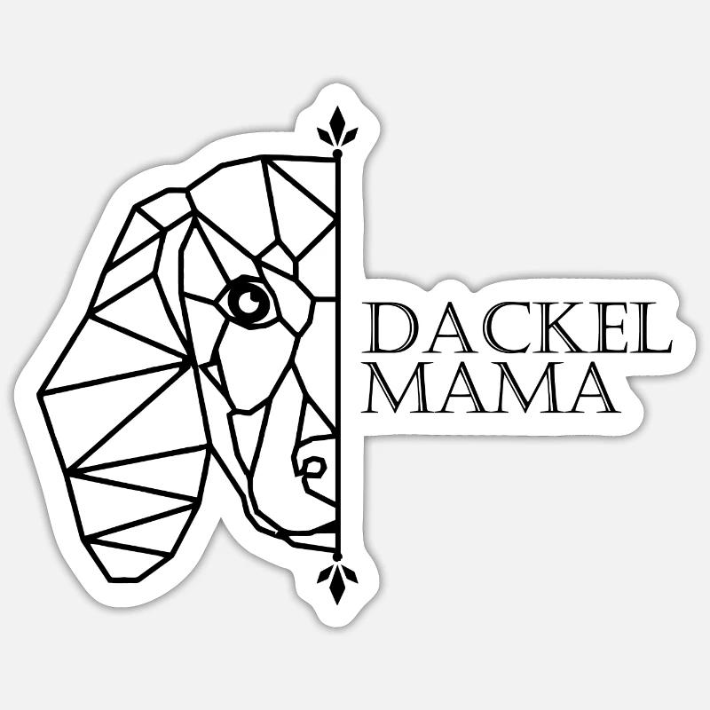 Dackel Mama Polygon - Sticker Größe S (10 x 10 cm) - Mattweiß