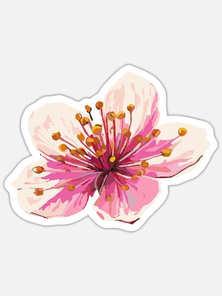 Kirschblüte - Sticker Größe S (10 x 10 cm) - Mattweiß