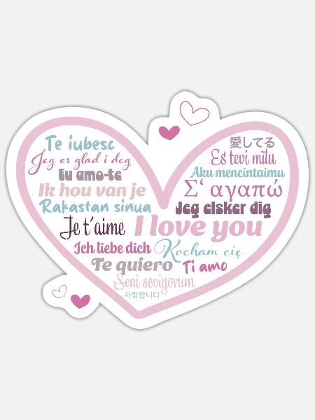 Ich liebe Dich - international - Sticker Größe S (10 x 10 cm) - Mattweiß