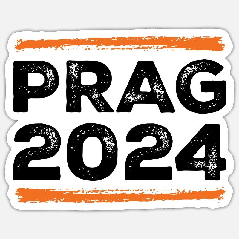 Devis Prague 2024 - Sticker taille S (10 x 10 cm) - blanc mat