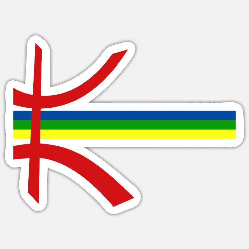 Drapeau Amazigh stylé - Sticker taille S (10 x 10 cm) - blanc mat