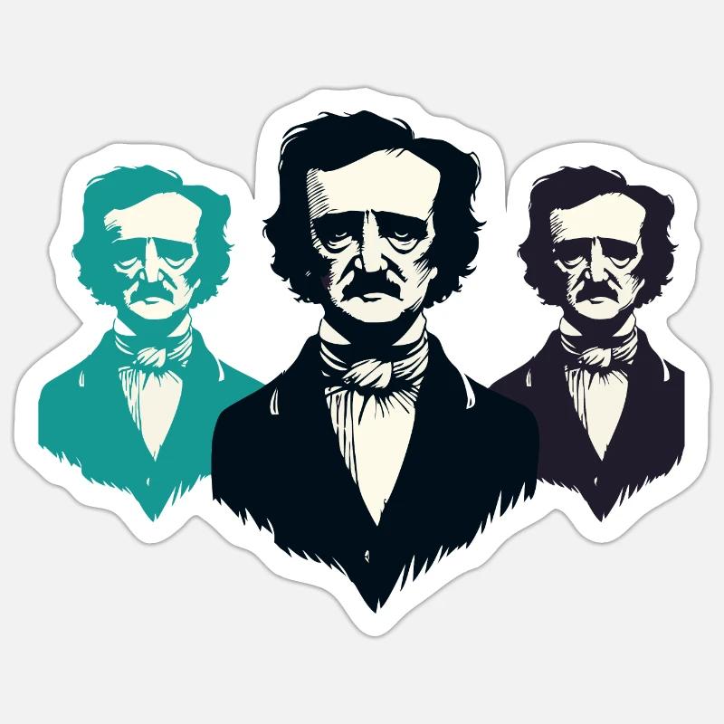 Edgar Allan Poe - Sticker taille S (10 x 10 cm) - blanc mat