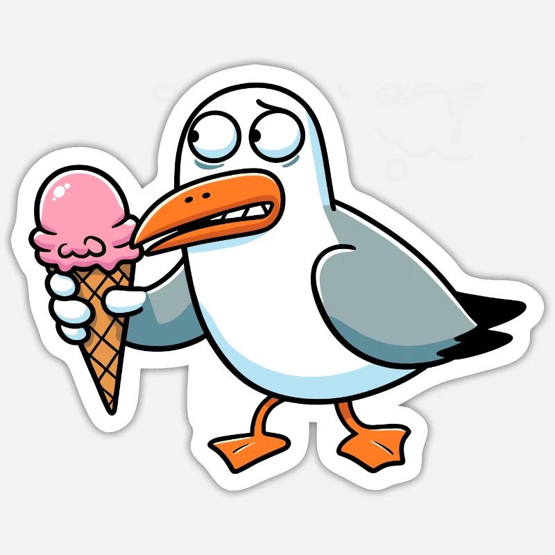 Nordsee Möwe Eis Eiscreme Waffel Feier Geburtstag Sticker Größe S (10 x 10 cm)