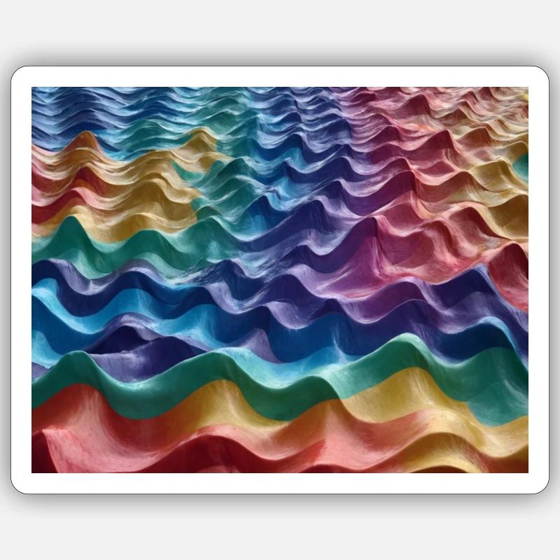 Regenbogenfarbene Meereswellen - Sticker Größe S (10 x 10 cm) - Mattweiß