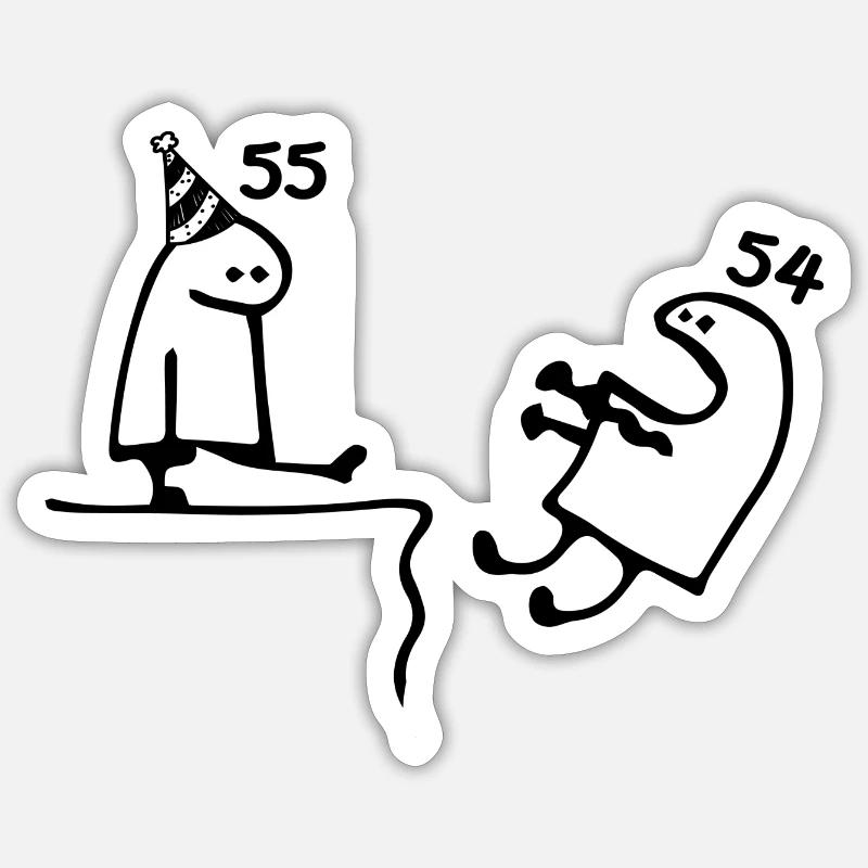 55 ans : Adieu âge 54 ans, Joyeux 55e anniversaire Sticker taille S (10 x 10 cm)