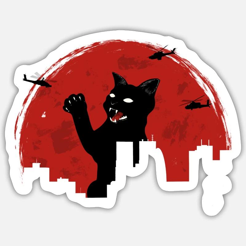 Chat monstre - Sticker taille S (10 x 10 cm) - blanc mat