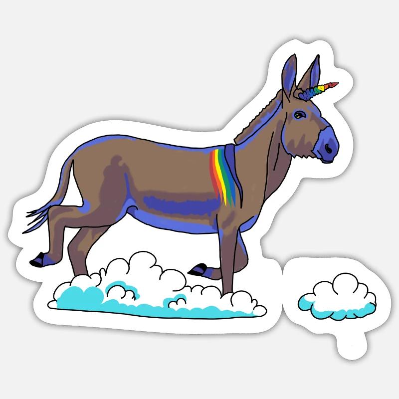 Rainbow Unicorn on Clouds - Sticker size S (10 x 10 cm) - white matte