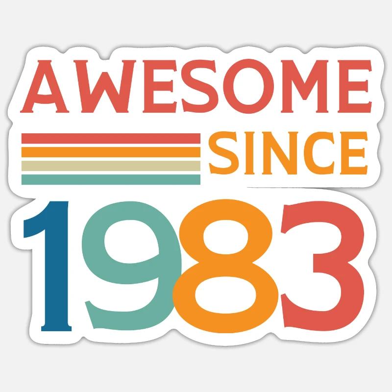 Awesome since 1983 - Sticker taille S (10 x 10 cm) - blanc mat