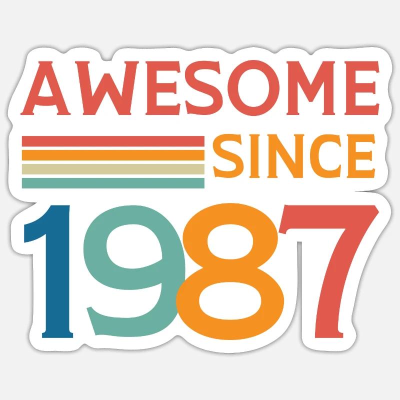 Awesome since 1987 - Sticker size S (10 x 10 cm) - white matte