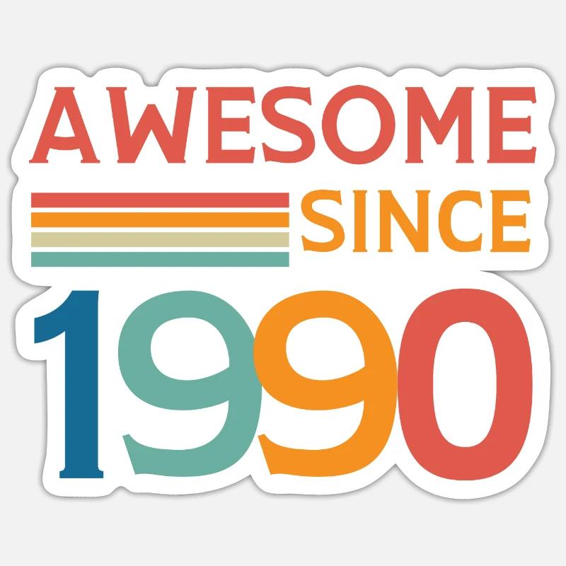 Awesome since 1990 - Sticker size S (10 x 10 cm) - white matte