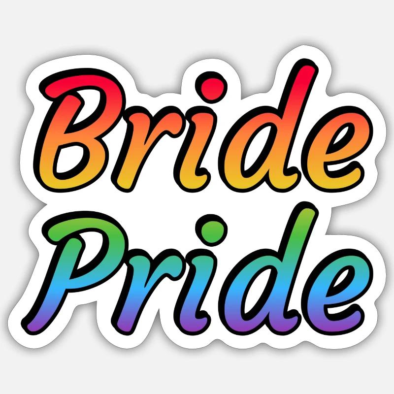 Bride Pride rainbow text - Sticker size S (10 x 10 cm) - white matte