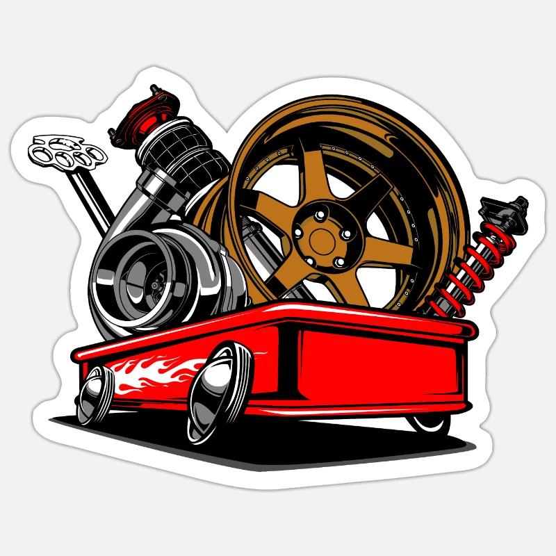 Wagon - Sticker Größe S (10 x 10 cm) - Mattweiß
