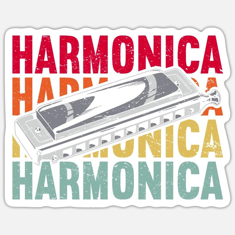 Harmonica Instrument Harmonicas Sticker taille S (10 x 10 cm)