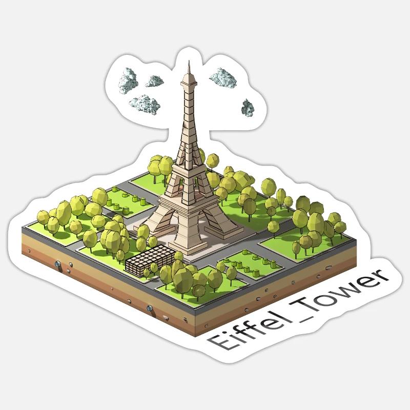 Geometrischer Low-Poly-Eiffelturm - Sticker Größe S (10 x 10 cm) - Mattweiß