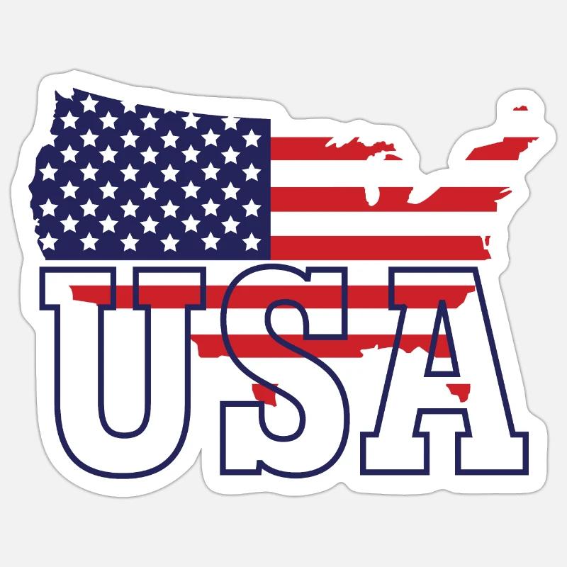 USA Map - Sticker size S (10 x 10 cm) - white matte