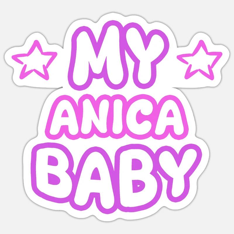 Anica comme prénom - Sticker taille S (10 x 10 cm) - blanc mat