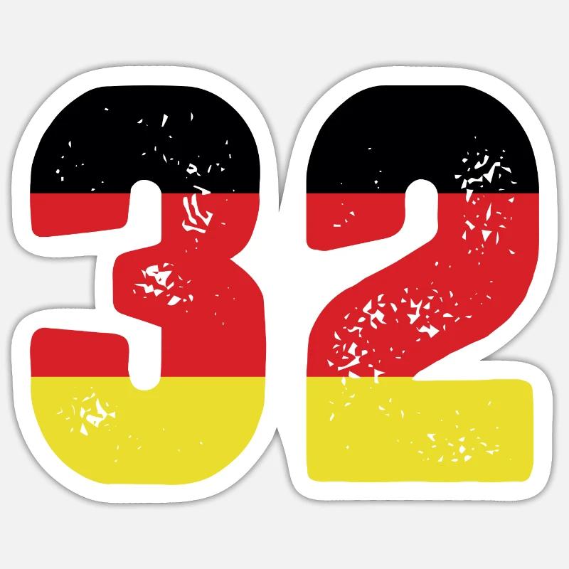 Maillot 32 numéros Allemagne - Sticker taille S (10 x 10 cm) - blanc mat
