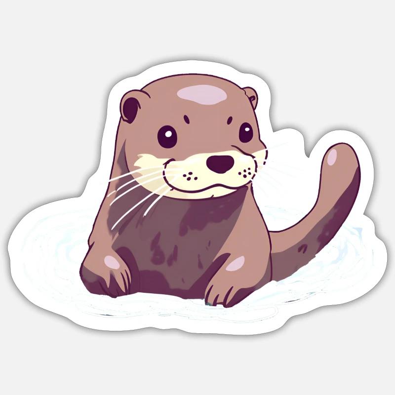 Otter - Sticker Größe S (10 x 10 cm) - Mattweiß