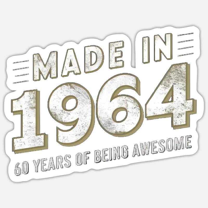 Made In 1964 60 Years Of Being Awesome - Sticker Größe S (10 x 10 cm) - Mattweiß
