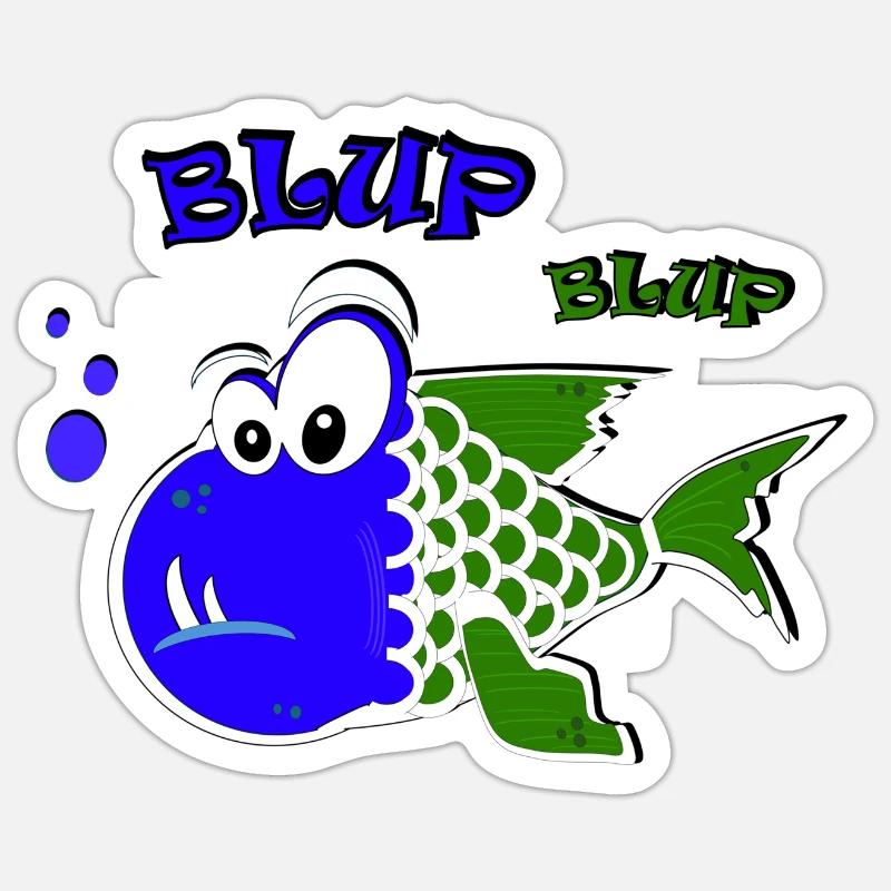 Poisson Blup Blup PG - Sticker taille S (10 x 10 cm) - blanc mat