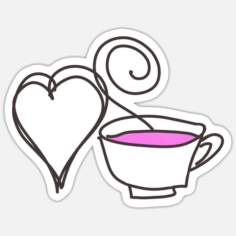 Coffee nit Herz - Sticker size S (10 x 10 cm) - white matte