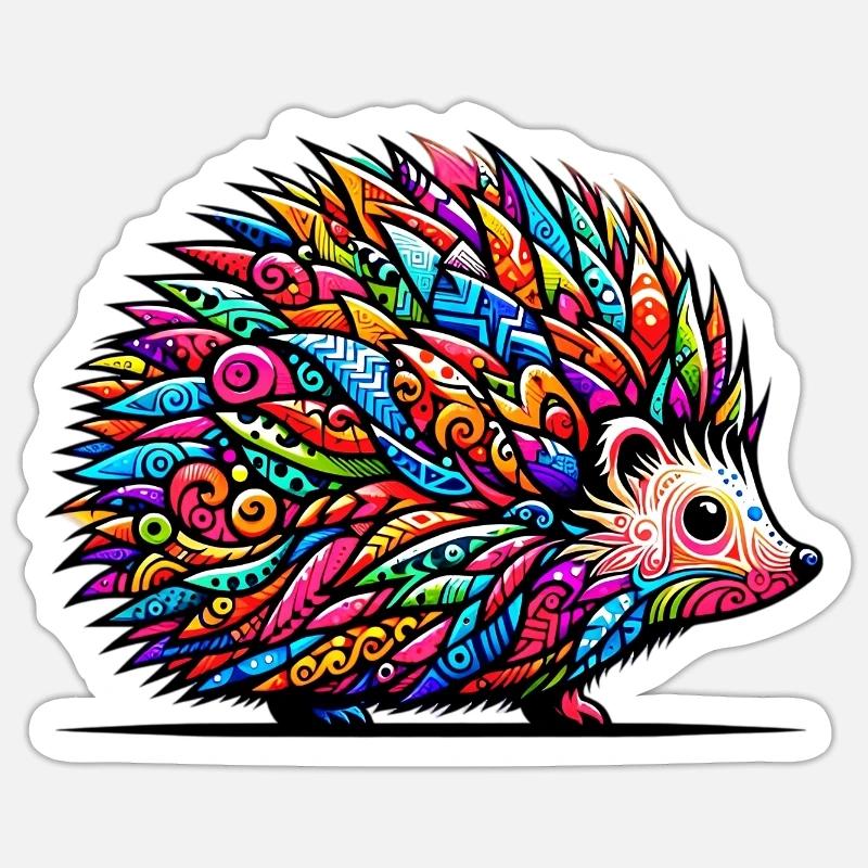 Hérisson - Sticker taille S (10 x 10 cm) - blanc mat