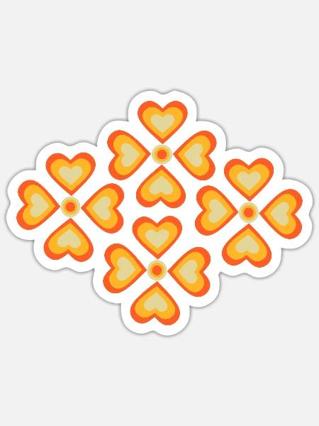 70er Jahre Blume Muster Retro Hippie Flowers Power - Sticker Größe S (10 x 10 cm) - Mattweiß