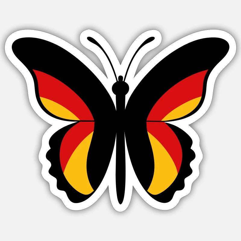 GER Papillon - Sticker taille S (10 x 10 cm) - blanc mat