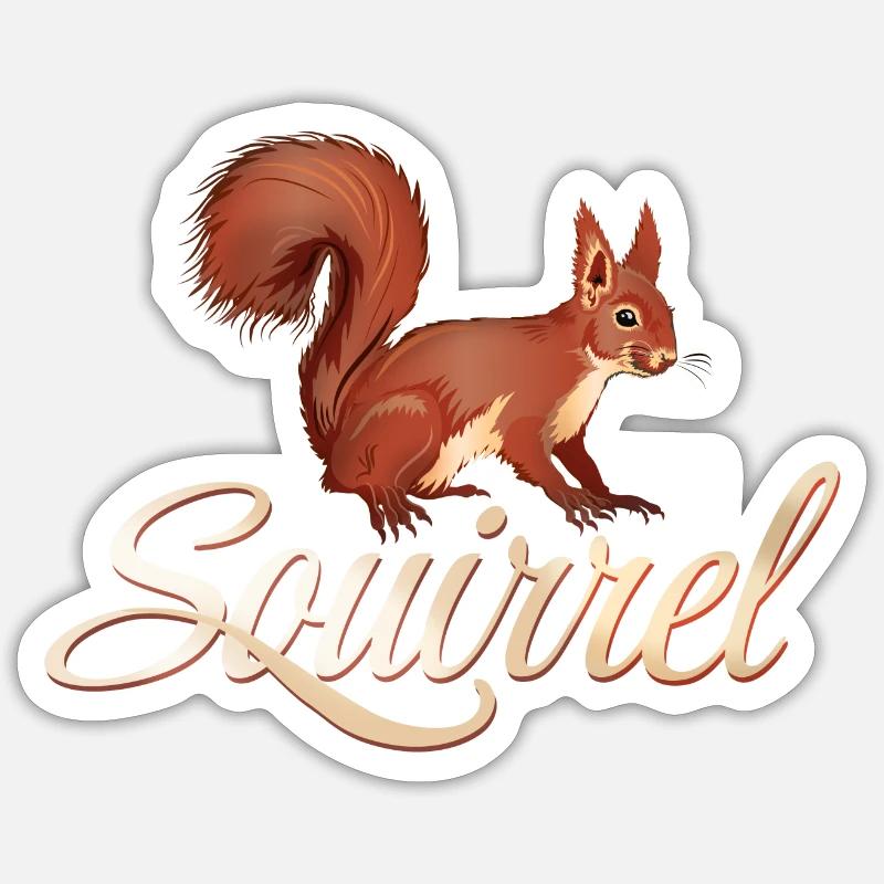 Écureuil Eichhörnchen - Sticker taille S (10 x 10 cm) - blanc mat