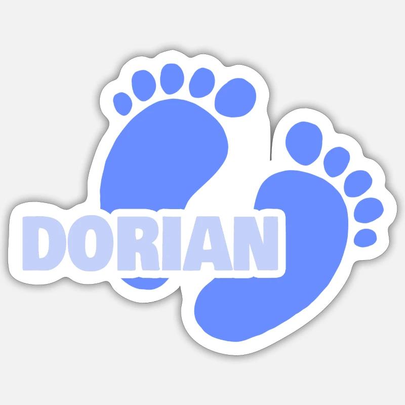 Geburt Dorian - Sticker Größe S (10 x 10 cm) - Mattweiß