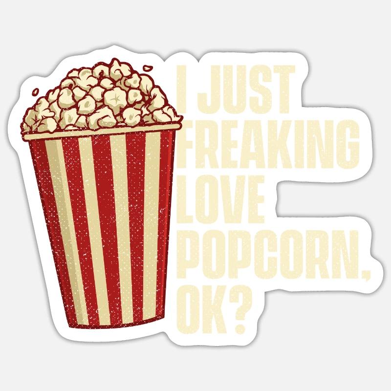 I Just Faraking Love Popcorn - Popped Corn Kernel - Sticker Größe S (10 x 10 cm) - Mattweiß