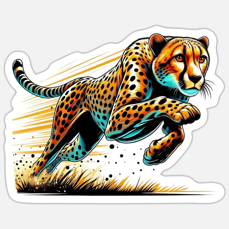 Guépard - Sticker taille S (10 x 10 cm) - blanc mat