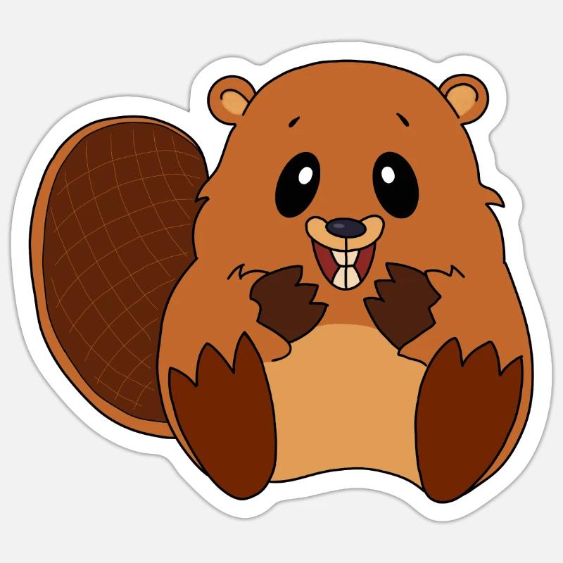 Castor - Sticker taille S (10 x 10 cm) - blanc mat