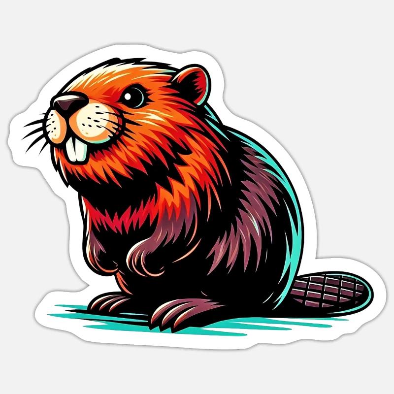 Bieber - Sticker Größe S (10 x 10 cm) - Mattweiß