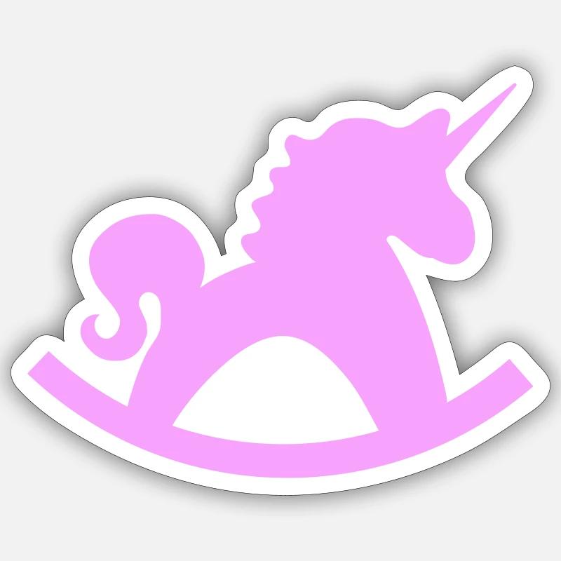 Licorne Cheval à bascule Sticker taille S (10 x 10 cm)