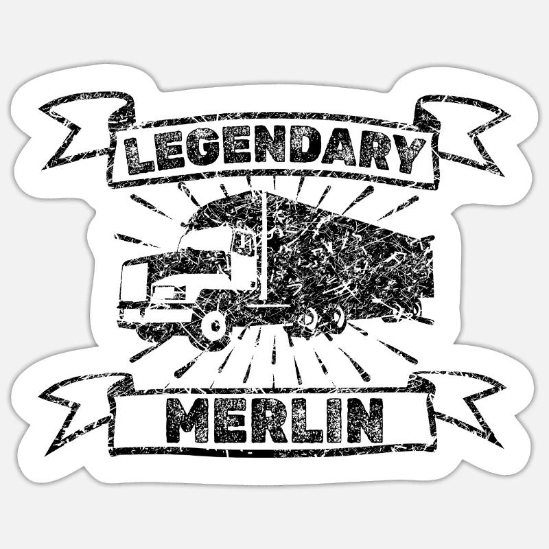 Vorname Merlin - Sticker Größe S (10 x 10 cm) - Mattweiß
